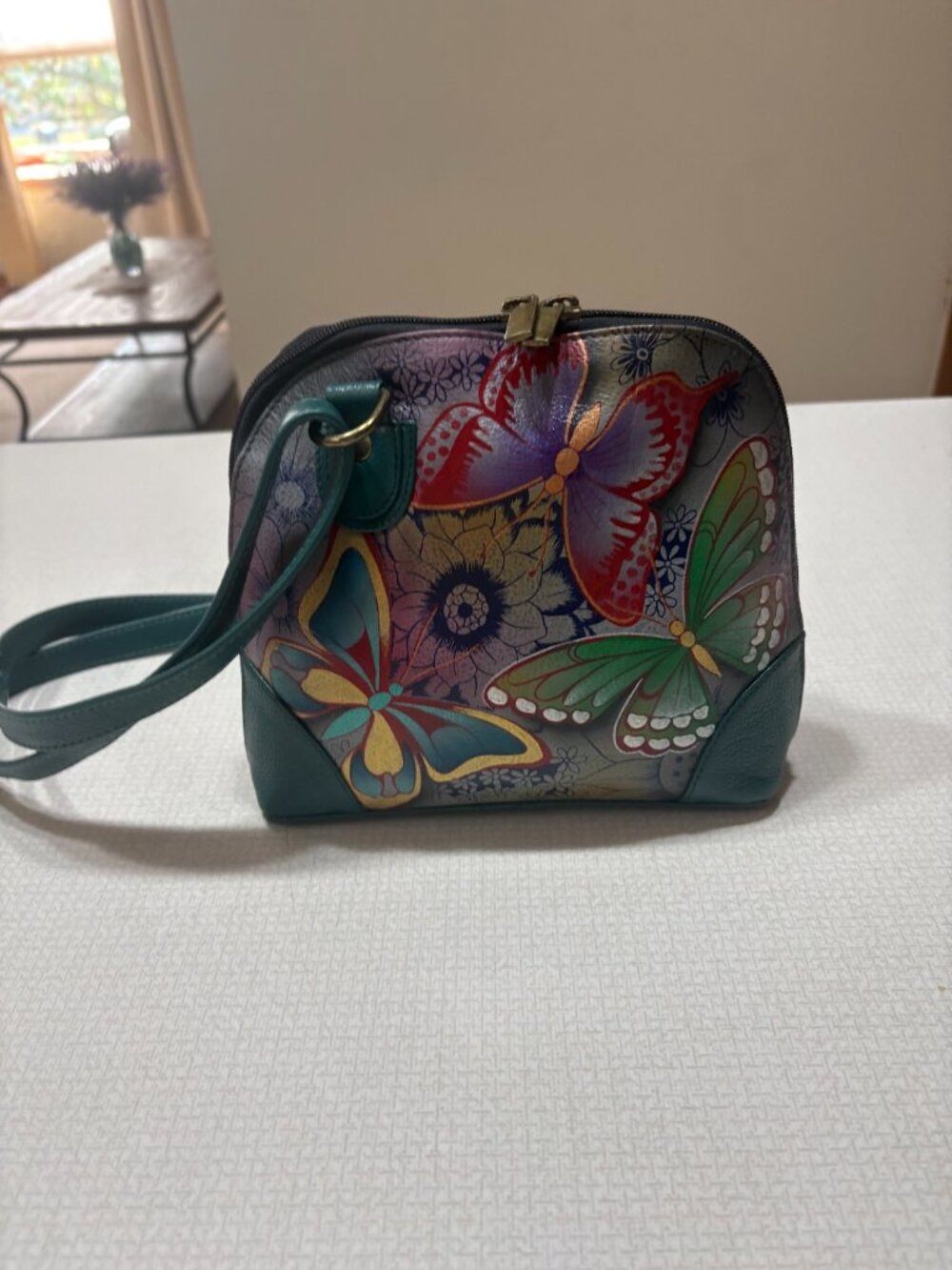 NWOT Butterfly Paradise ANNA for ANUSCHKA Crossbody/ Shoulder Bag - Picture 2 of 12